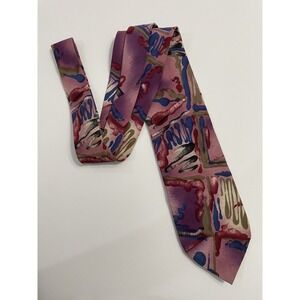 Pitti Uomo Moda Abstract Purple Silk Necktie Tie 59"